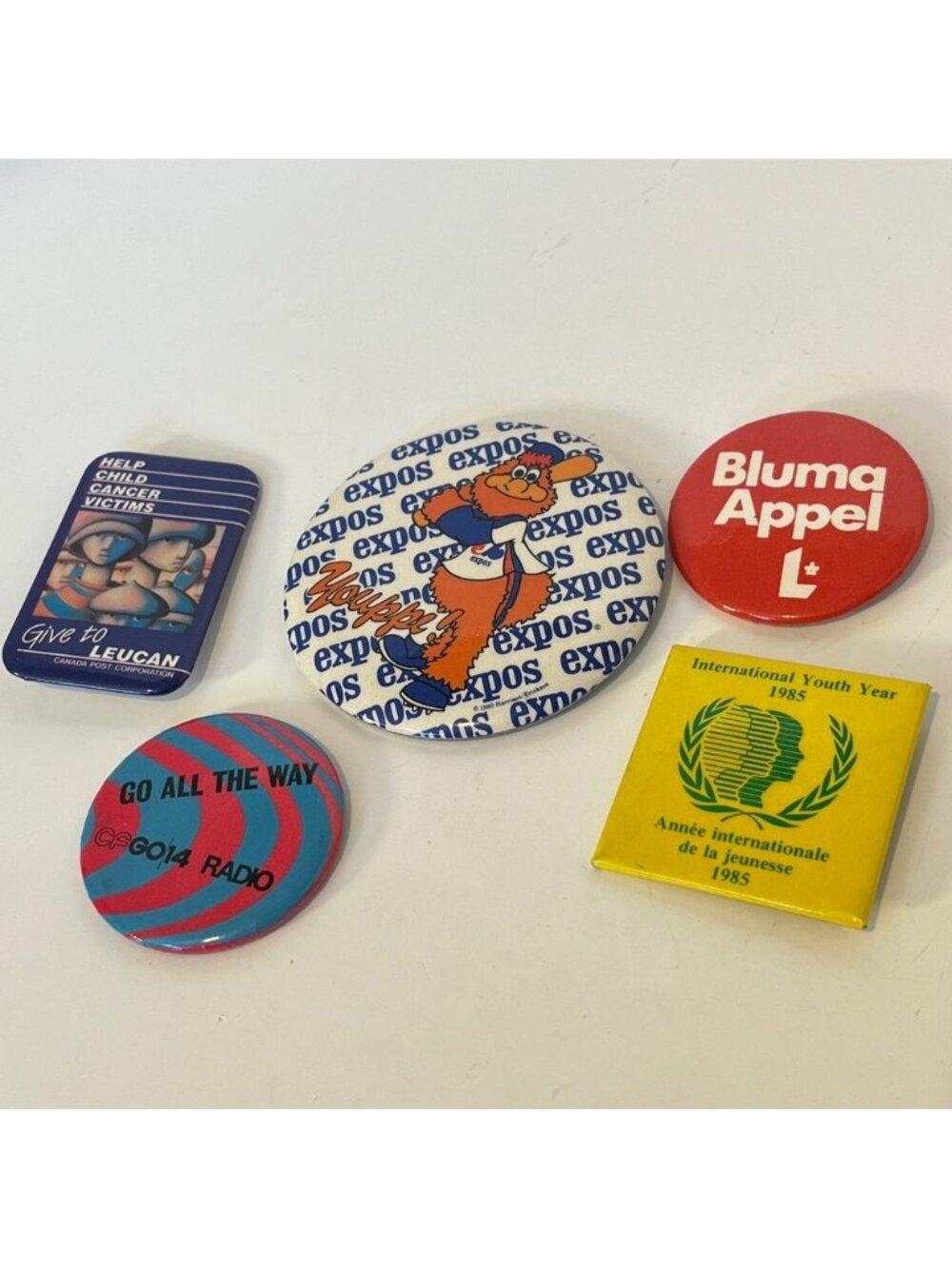 Vintage Canada Quebec Ottawa Button Pin Badge Lot Expos Leucan Bluma Appel